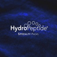 A velvety dark blue background with the white hydropeptide logo